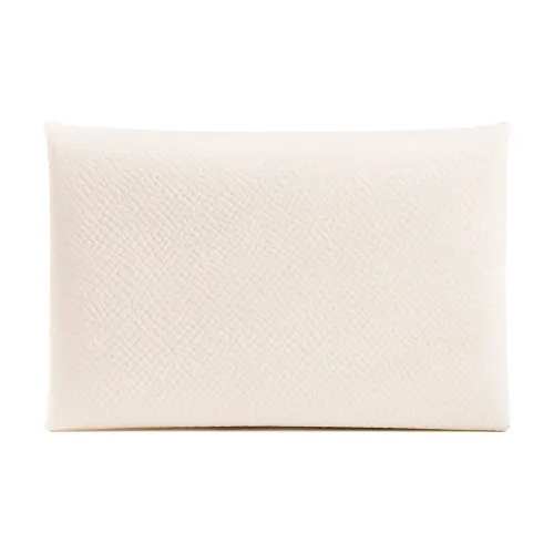 HERMES Calfskin Card Holder Women's Milkshake White