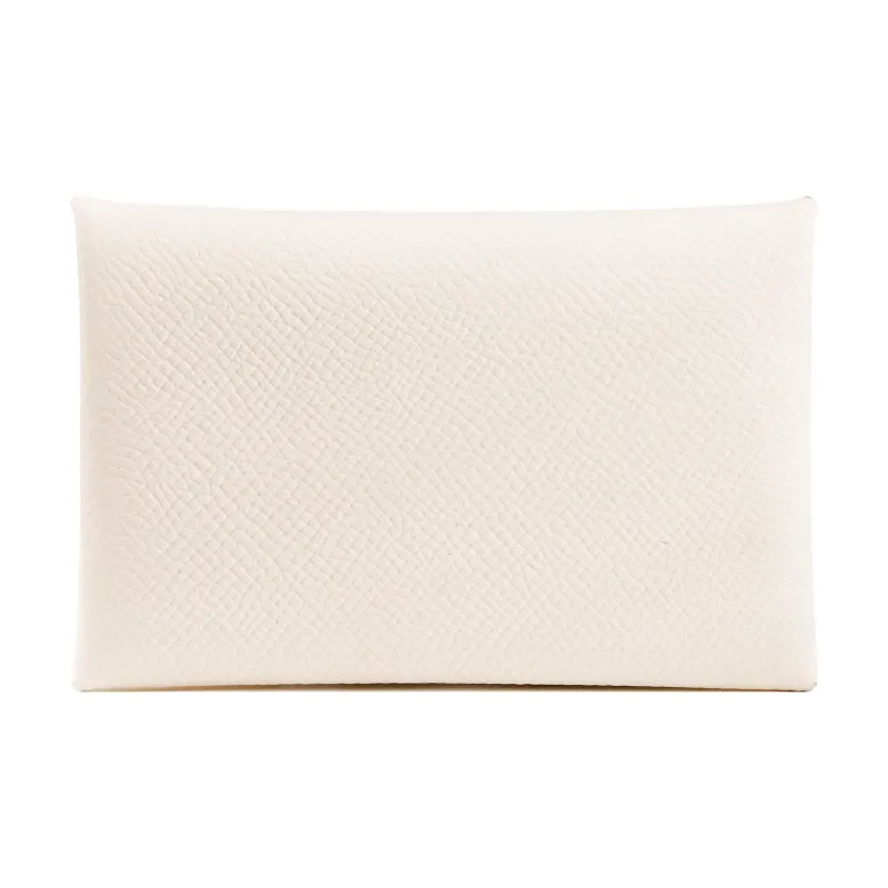 HERMES Calfskin Card Holder Women's Milkshake White-0