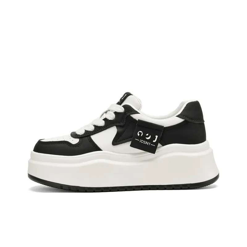 JOSINY Platform Height Increasing Skateboard Shoes Casual Shoes Women's Beige Black-1