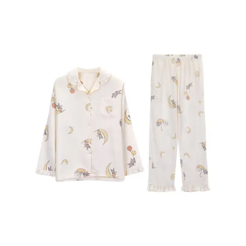 DAERLI Pajama Set Women's Beige Yellow