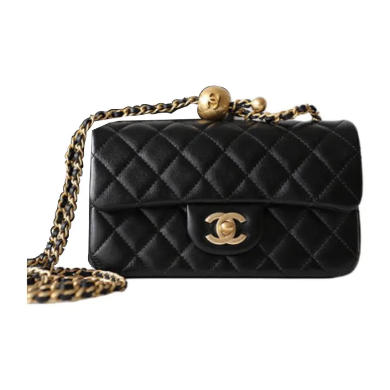 CHANEL Classic Flap CF Sheepskin Flap Bag, Crossbody Bag, Shoulder Bag Women's Black-1
