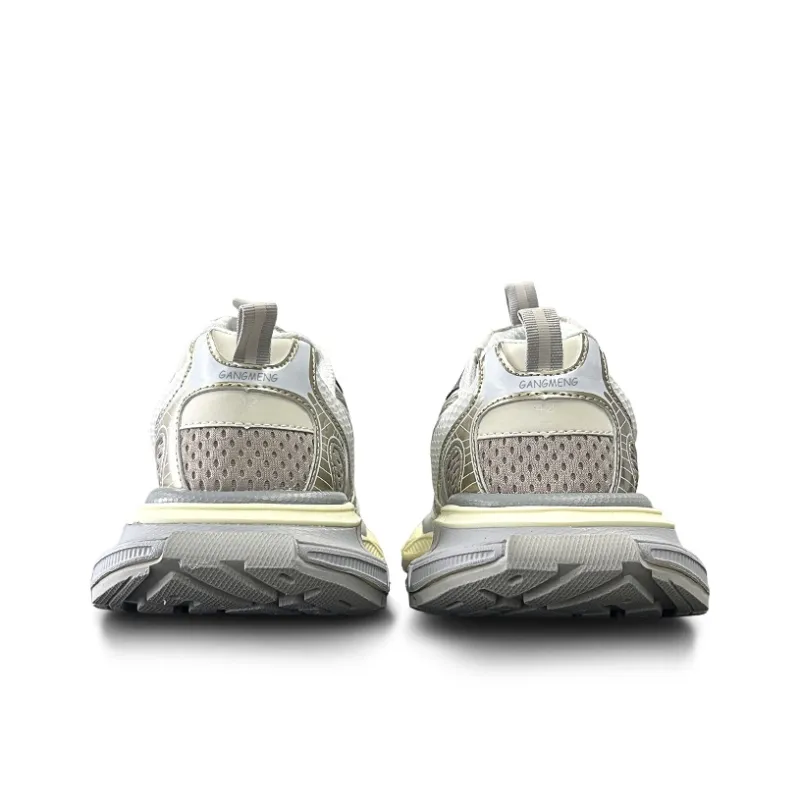 Hong Kong Meng Height Increasing Abrasion Resistant Slip Resistant Low Top Chunky Sneakers Unisex Champagne-5