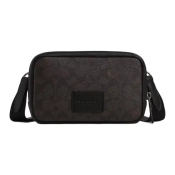 COACH Carrier Smooth Calf Leather Crossbody Bag Shoulder Bag Small Size Women's Walnut Wood