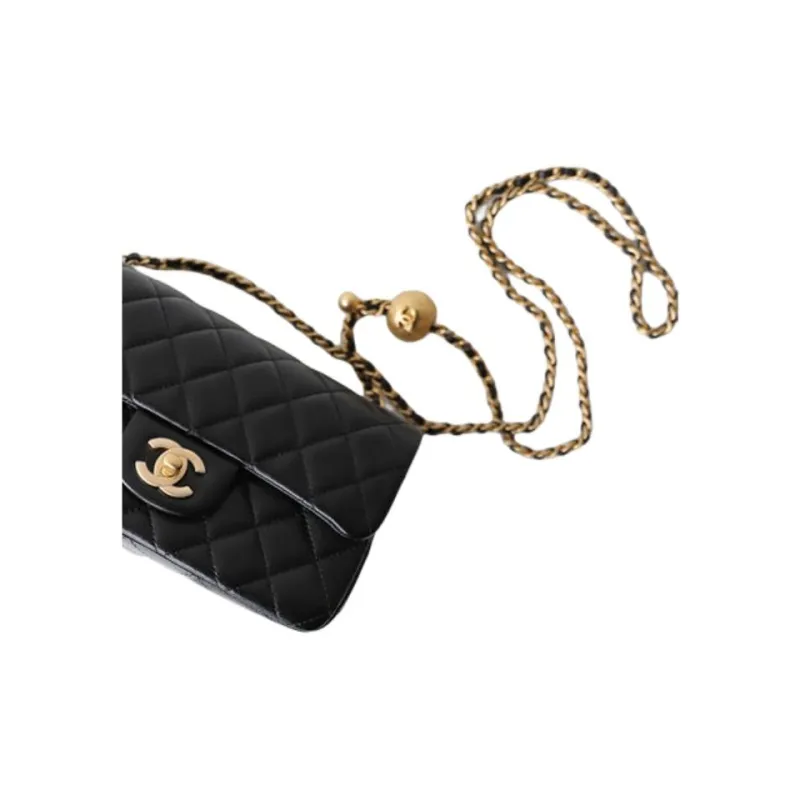 CHANEL Classic Flap CF Sheepskin Flap Bag, Crossbody Bag, Shoulder Bag Women's Black-5