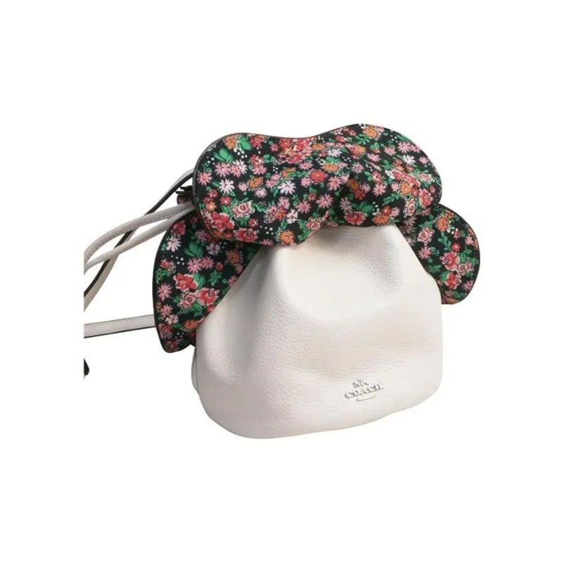 COACH Petal Pebbled Leather Bucket Bag Handbag Shoulder Bag Crossbody Bag Small Size Women's White-4