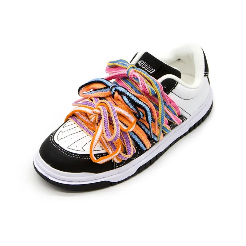 YIBONI Coverage Anti Slip And Wear Resistant Low Top Skateboard Shoes Unisex White Black-1