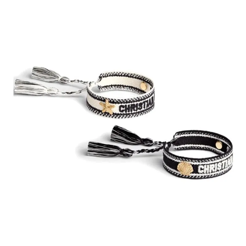 DIOR Cotton Bracelets Women's Black/White-1