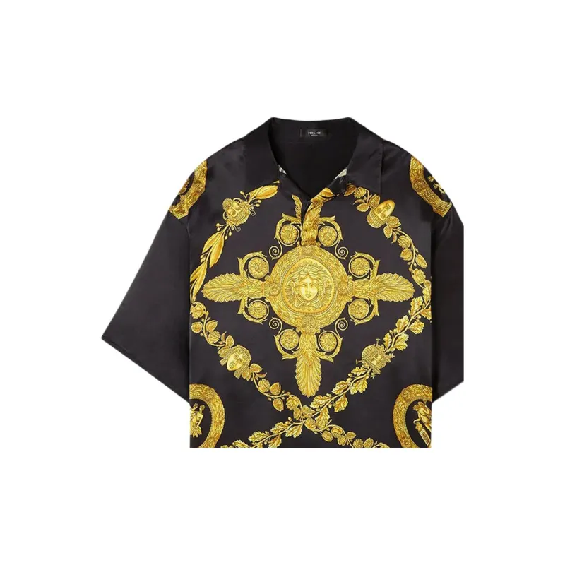 VERSACE Baroque Printed Color-Block Polo Shirt-5
