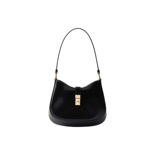 PRADA Cleo Shiny Leather Hobo Bag Handbag Shoulder Bag Regular Women's Black