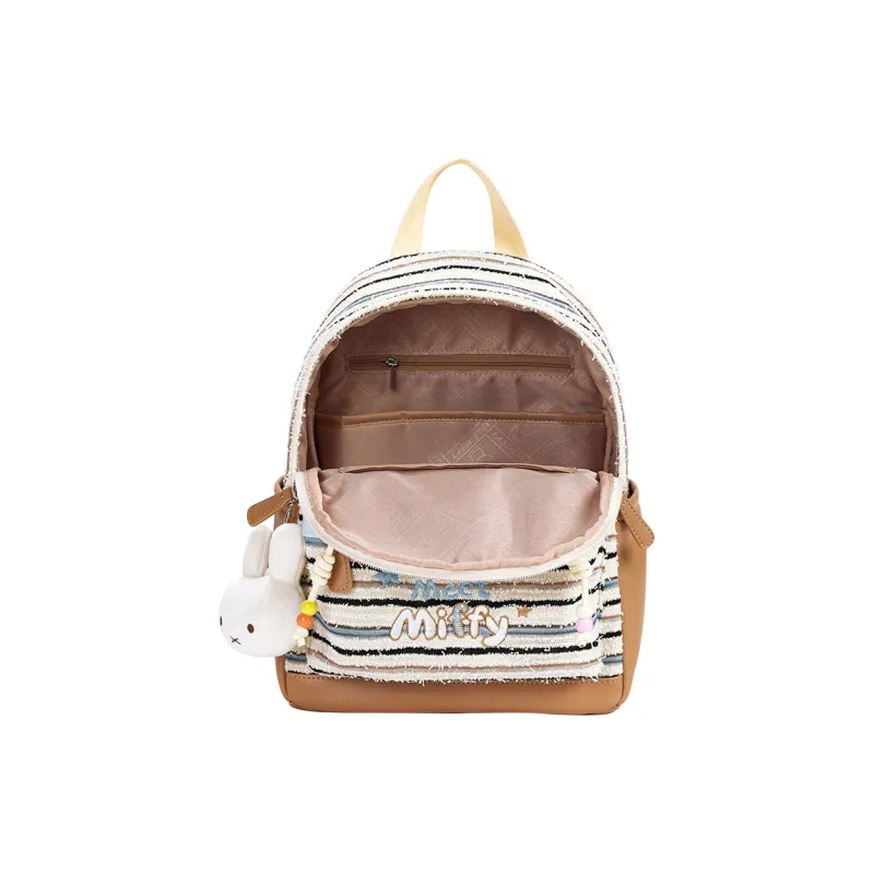 Miffy Fabric Backpack Large Size Women's Brown-5