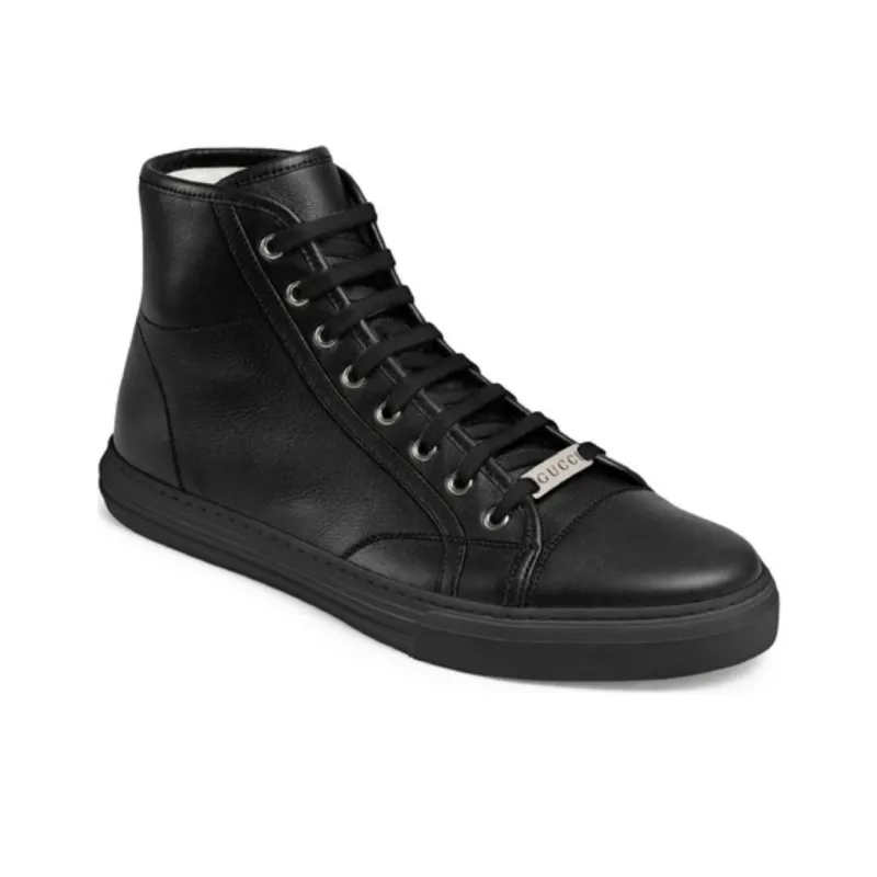GUCCI High Top Skateboard Shoes Men's Black-2