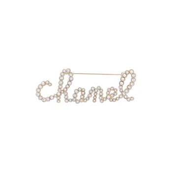 CHANEL 2021 Faux pearl Logo lettering Hair Barrette