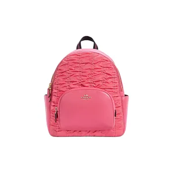 COACH Court Nylon And Leather Backpack Large Size Women's Pink