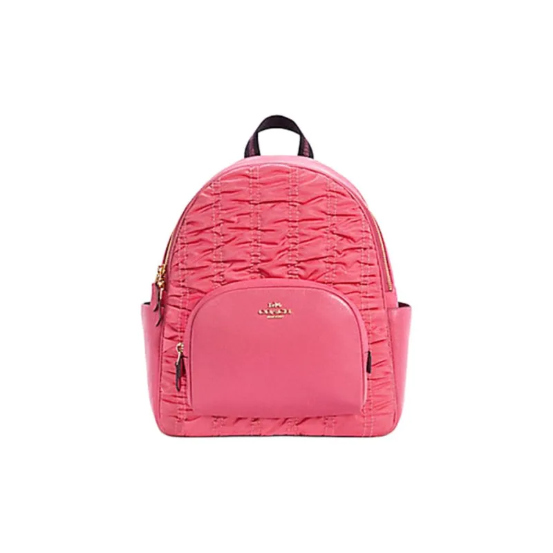 COACH Court Nylon And Leather Backpack Large Size Women's Pink-0