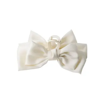 Tatiana Satin Hair Clips Unisex White