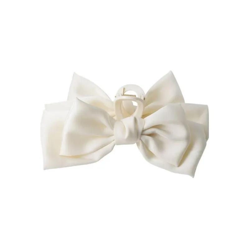 Tatiana Satin Hair Clips Unisex White-0