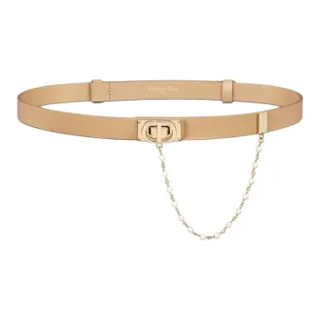DIOR Cow Leather Brass Metal Resin Leather Belts Women's Cookie 1.9CM