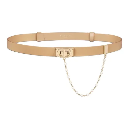 DIOR Cow Leather Brass Metal Resin Leather Belts Women's Cookie 1.9CM