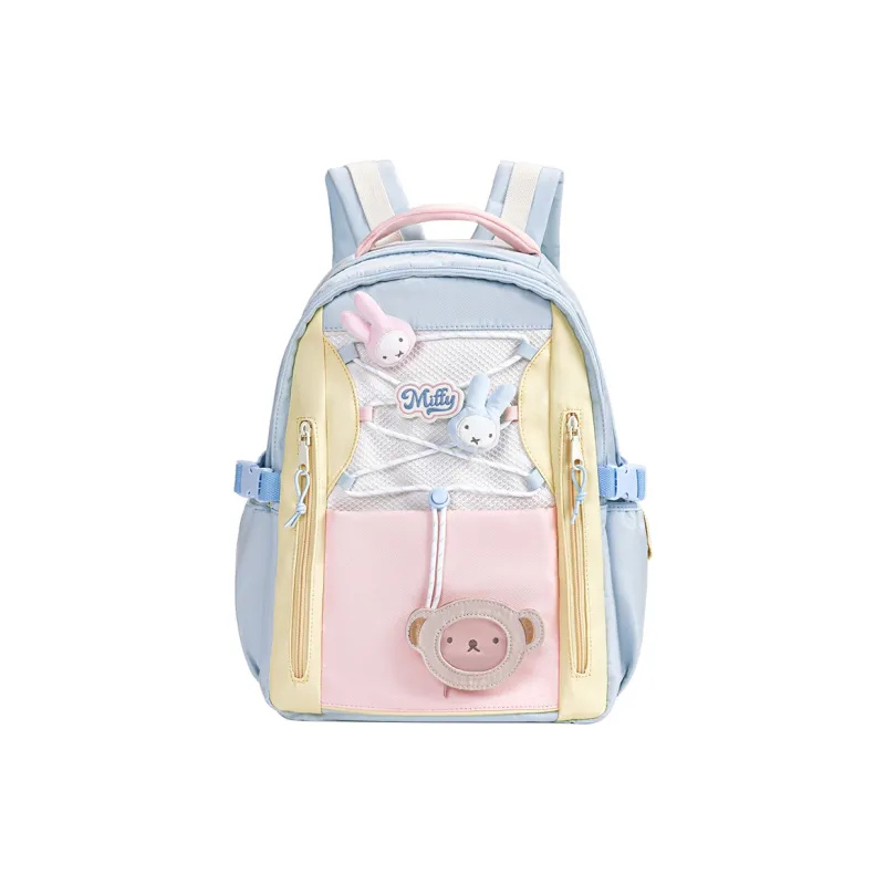 Miffy Fabric Backpack Medium Size Women's Blue Yellow Pink/Ecru-1