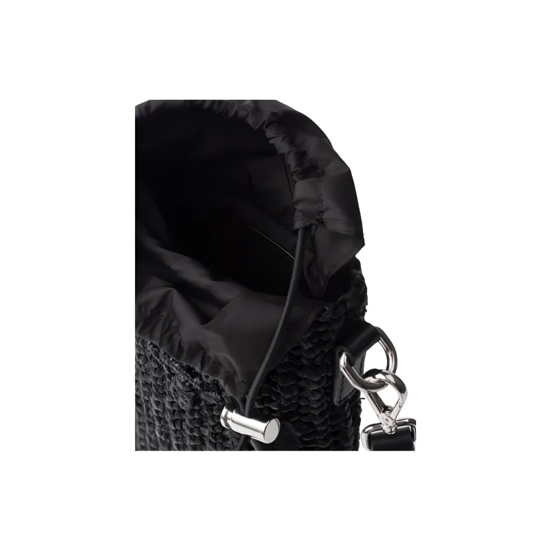 PRADA Raffia One Shoulder Crossbody Cell Phone Pouch Men's Black-3