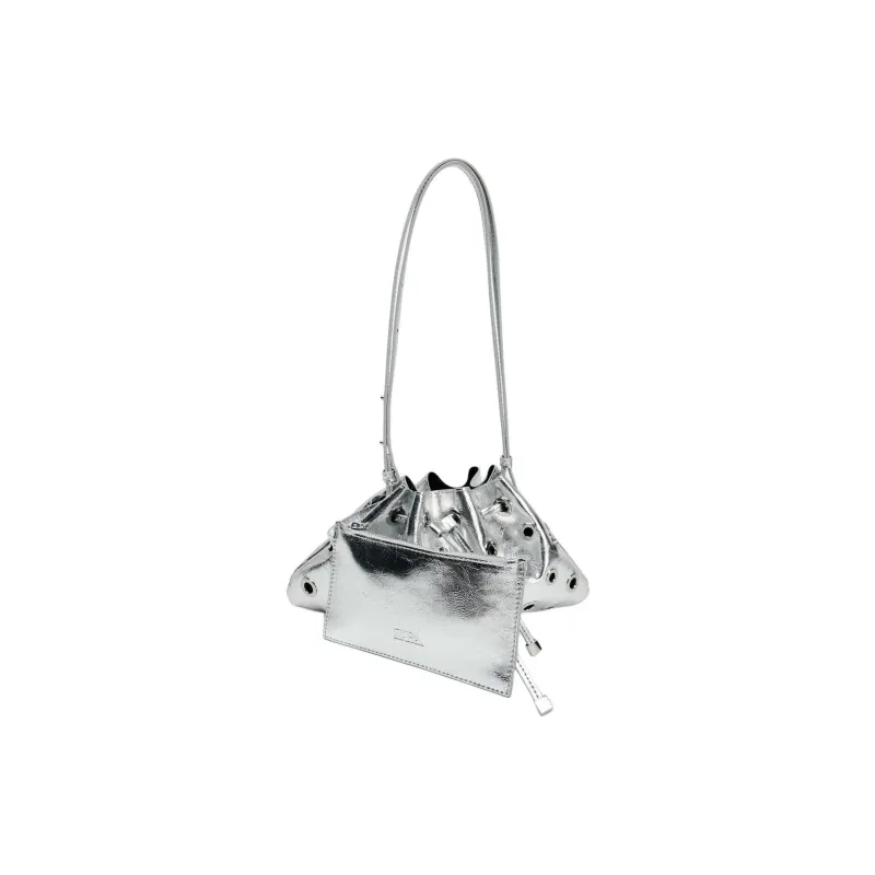 ZARA Polyurethane Crossbody Bag Shoulder Bag Mini Women's Silver-4
