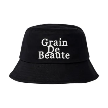 GRAIN DE BEAUTE Cotton Fabric Bucket Hats Unisex Black