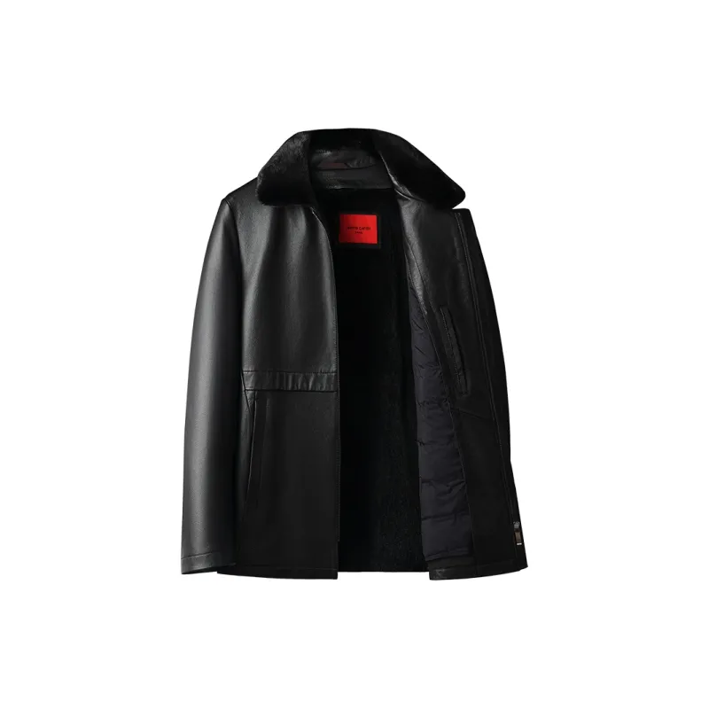 PIERRE CARDIN Leather Jacket Men's Black-1