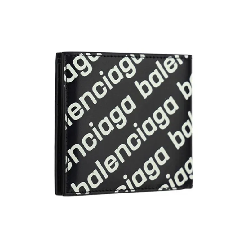 Balenciaga Cash Leather Wallet Unisex Black & White-4