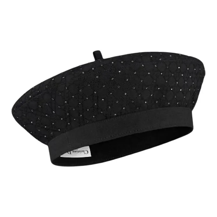 DIOR Cotton, Faux Crystal Berets Women's Black-2