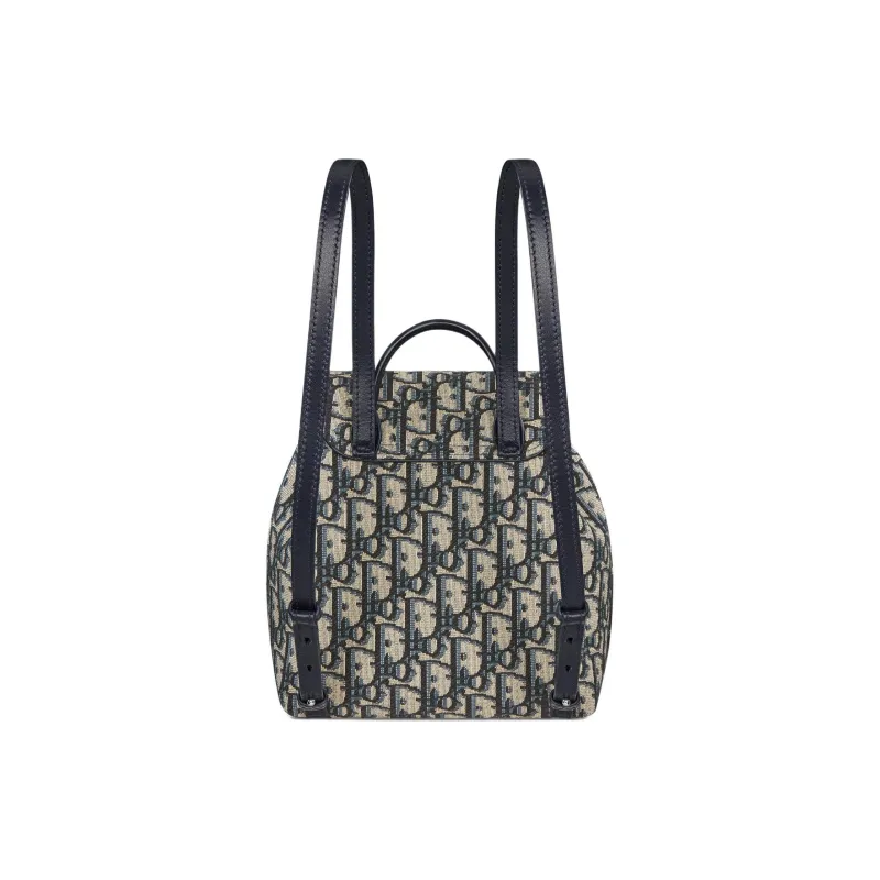 DIOR Cotton Backpack Women's Beige & Blue-2