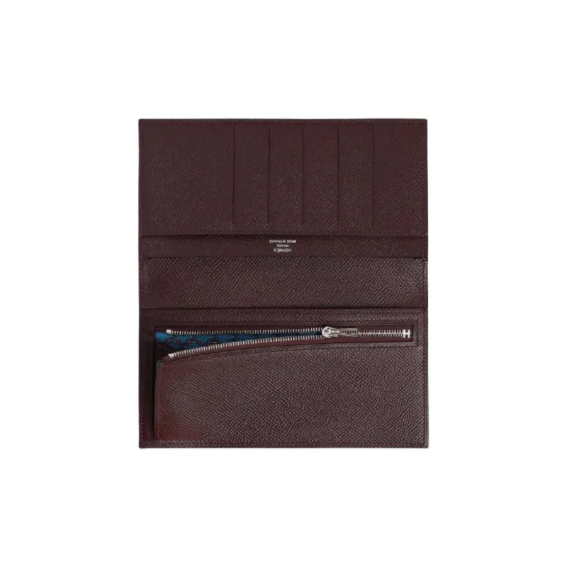 HERMES Citizen Twill Epsom Calfskin Wallet Men's Brown-1