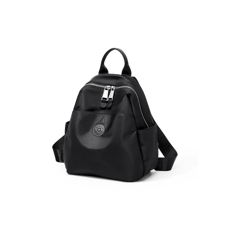 MAKEUP KITTEN Nylon Fabric One Shoulder Portable Backpack Unisex Black/Khaki-7