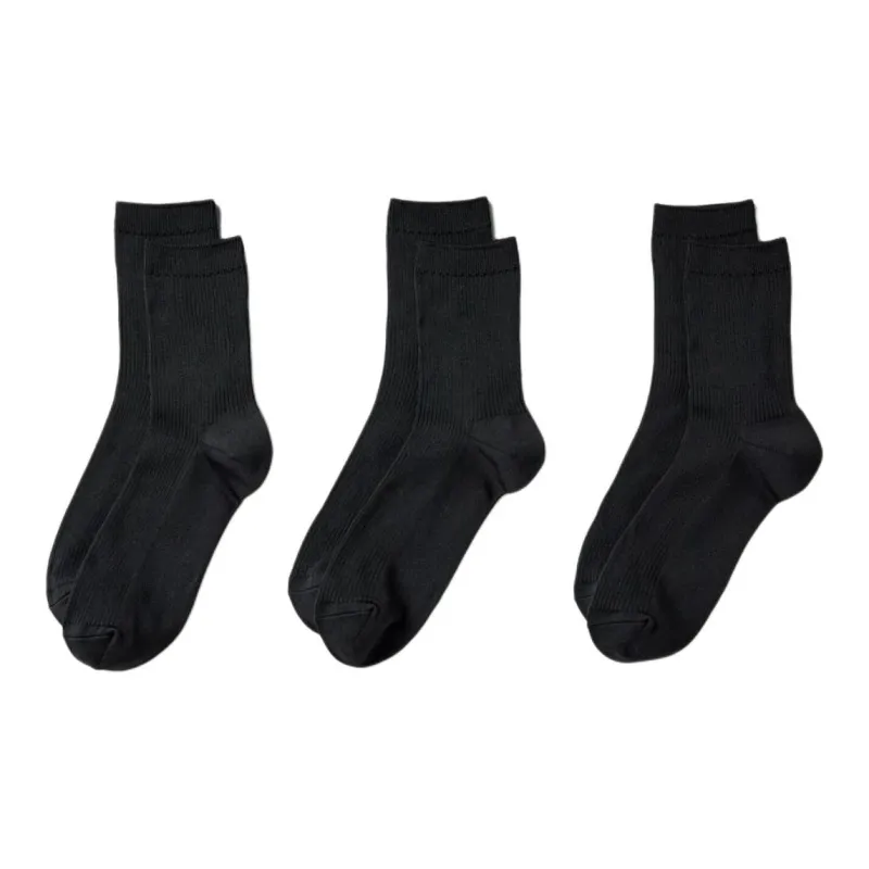 UNIQLO Mid Calf Socks Women's 3 Pack Black-0