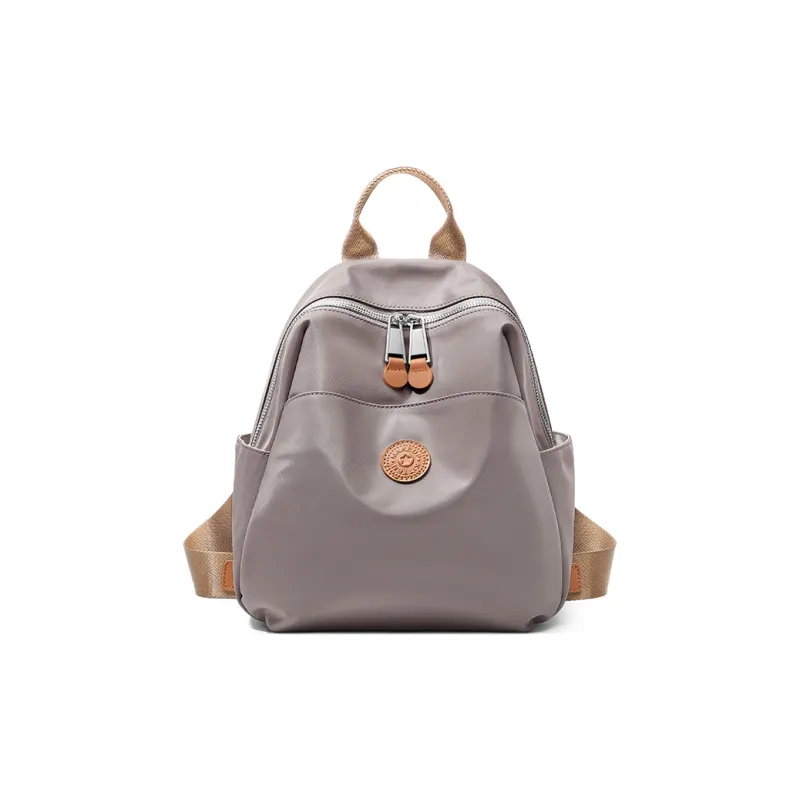 MAKEUP KITTEN Nylon Fabric One Shoulder Portable Backpack Unisex Black/Khaki-1