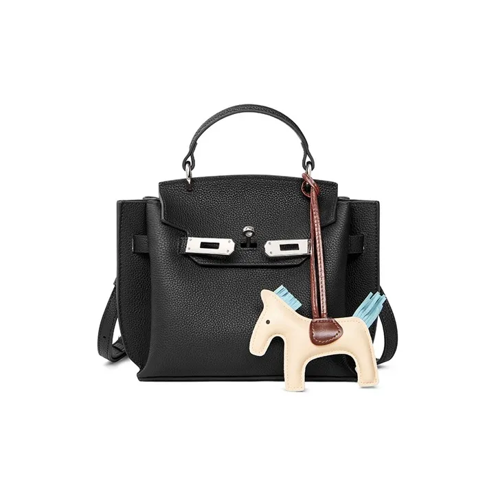 Teenmix Top Grain Cow Leather Shoulder Bag, Crossbody Bag, Handbag Trumpets Women's Ebony/Black-7