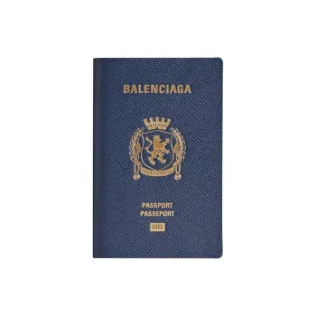 Balenciaga Calfskin Passport Holder Men's Blue