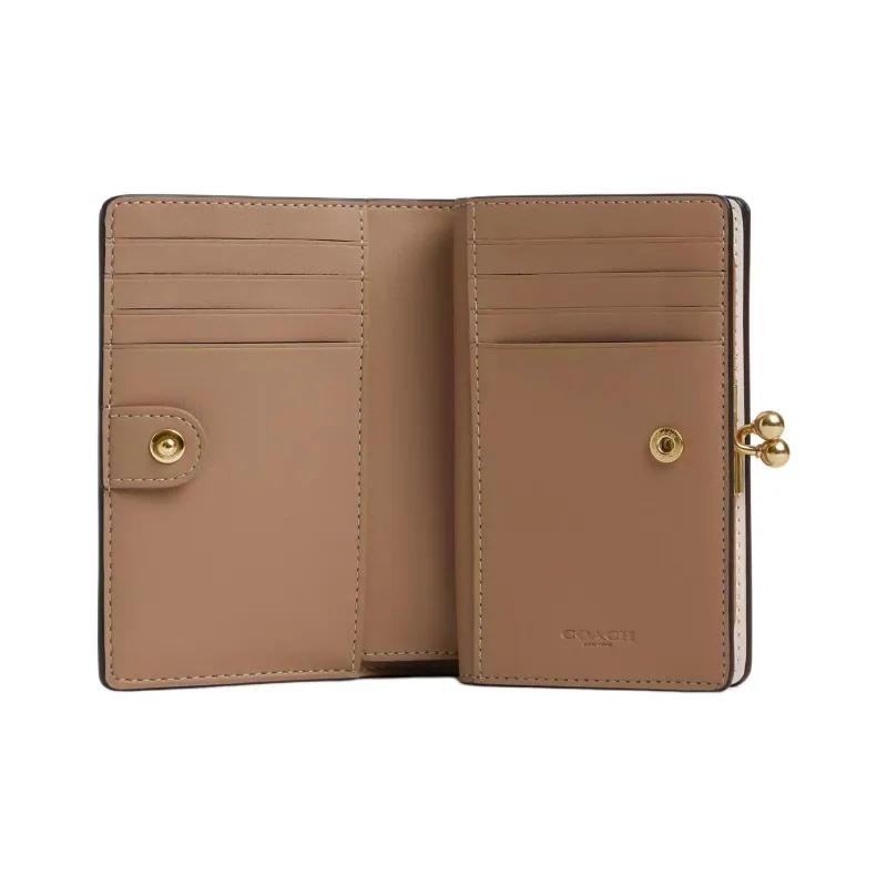 COACH Kisslock Coated Canvas Wallet Medium Size Women's Chalk Multicolor-1