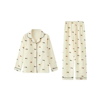 Sleep Korean Style Student Dorm Home With Pad Outerwear Ready Pajama Set Women's White