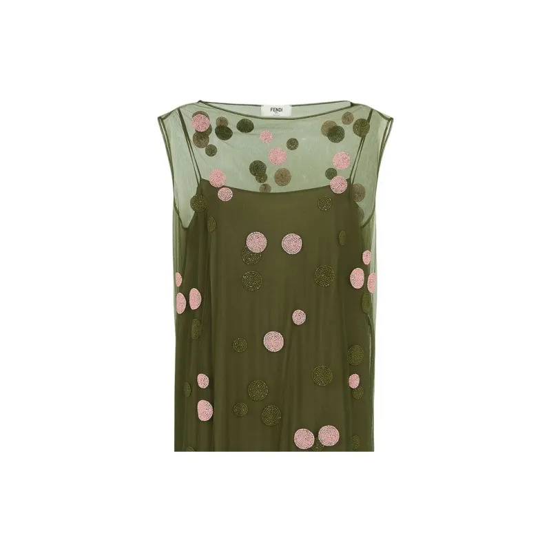 FENDI SS24 Sleeveless Dress Women's Green-2