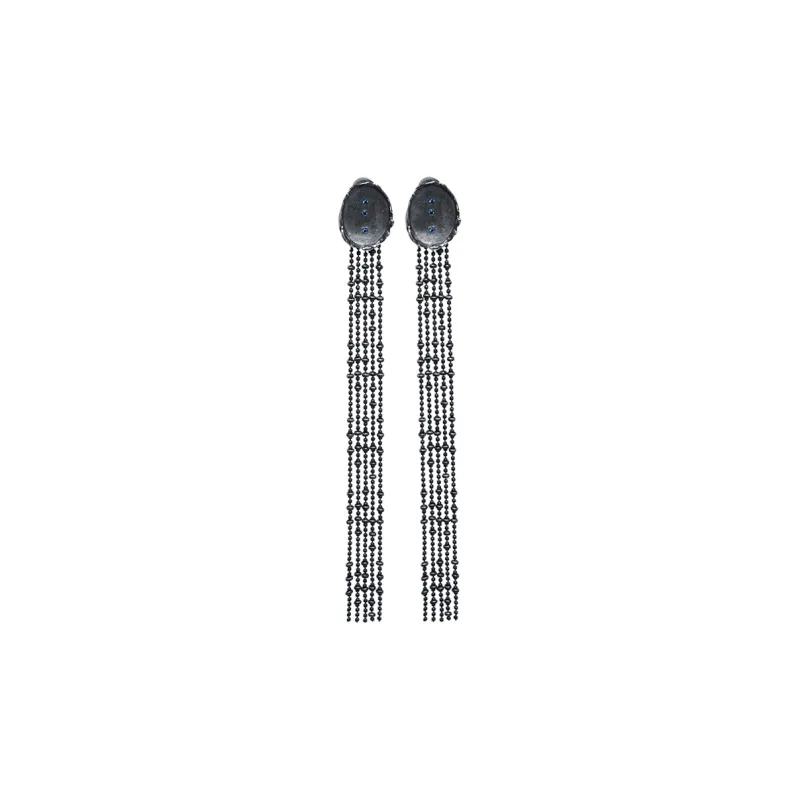 M.Wong 925 Sterling Silver Starry Fringe Detachable Hoop Earrings Women's-5