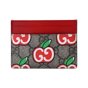 GUCCI Marmont Canvas Card Holder Women's Ebony/Red
