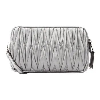 MIU MIU Cow Leather Shoulder Bag Women's Silver