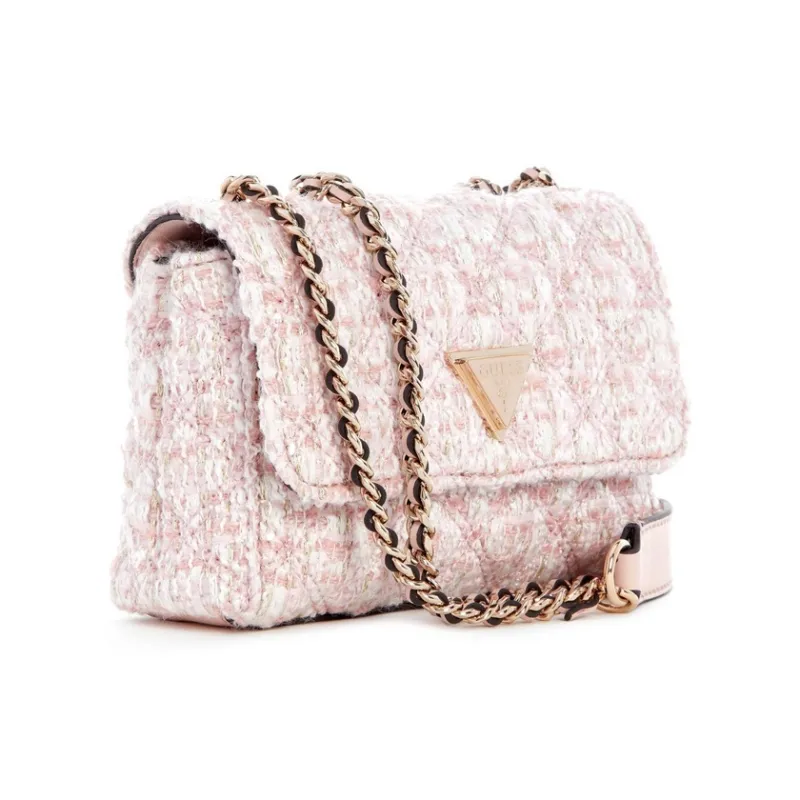 GUESS Fabric Artificial Leather Shoulder Bag Medium Size Women's Pink-1