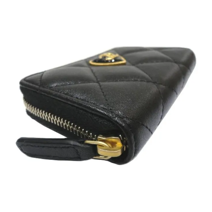 CHANEL Lambskin With Vinyl Leather Coin Purse Women's Black-1