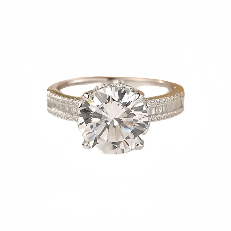 Stone On The Line S925 Silver Moissanite Rings Unisex-0