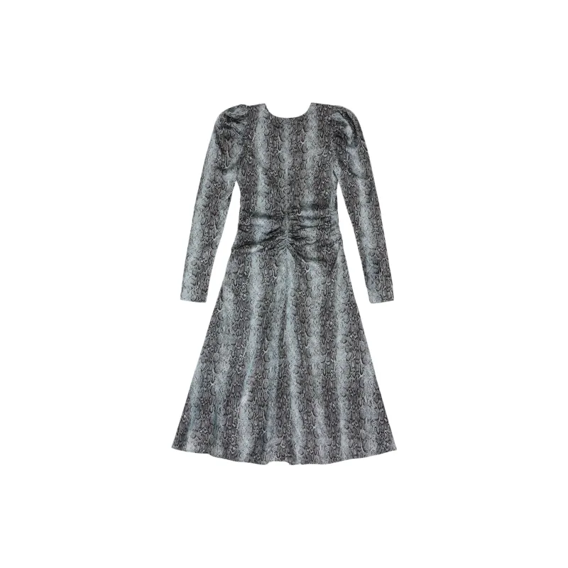 GANNI Ruched Detailed V Neck Midi Dress-1