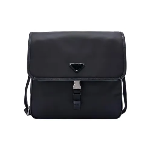 PRADA Nylon Fabric Patchwork Messenger Bag Crossbody Bag Shoulder Bag Men's Black