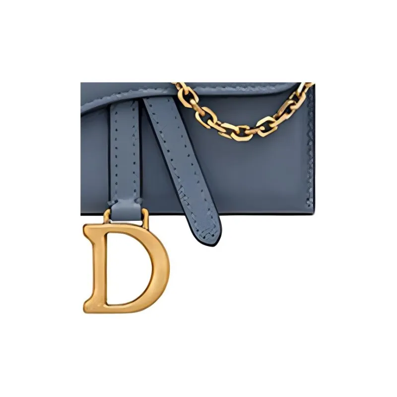 DIOR Saddle Sheepskin Saddle Bag Crossbody Shoulder Bag Women's Blue-2