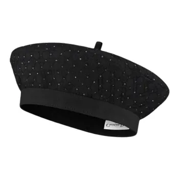 DIOR Cotton, Faux Crystal Berets Women's Black