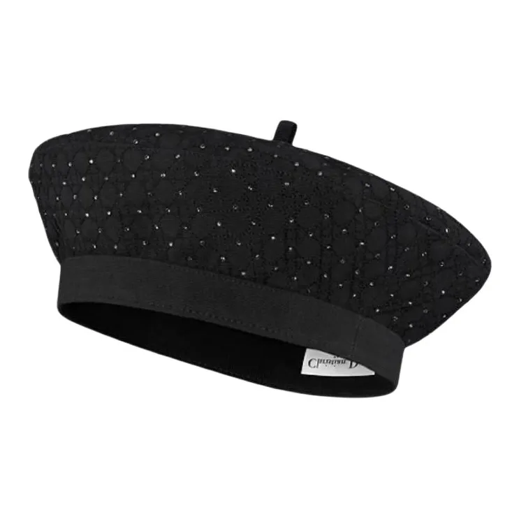 DIOR Cotton, Faux Crystal Berets Women's Black-0